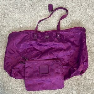 Purple Coach Overnight Bag Set